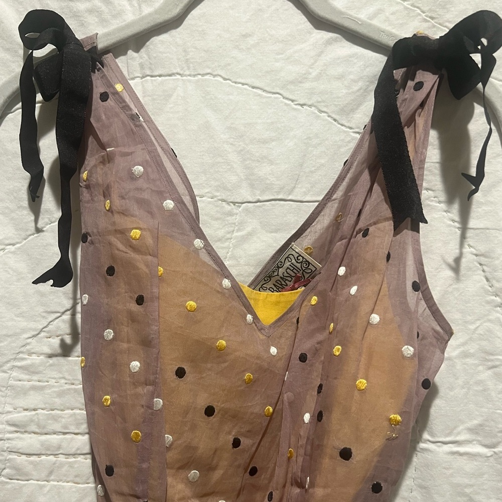 Anthropologie Yoana Baraschi Dress with Yellow Slip. Size 6 - Picture 3 of 11